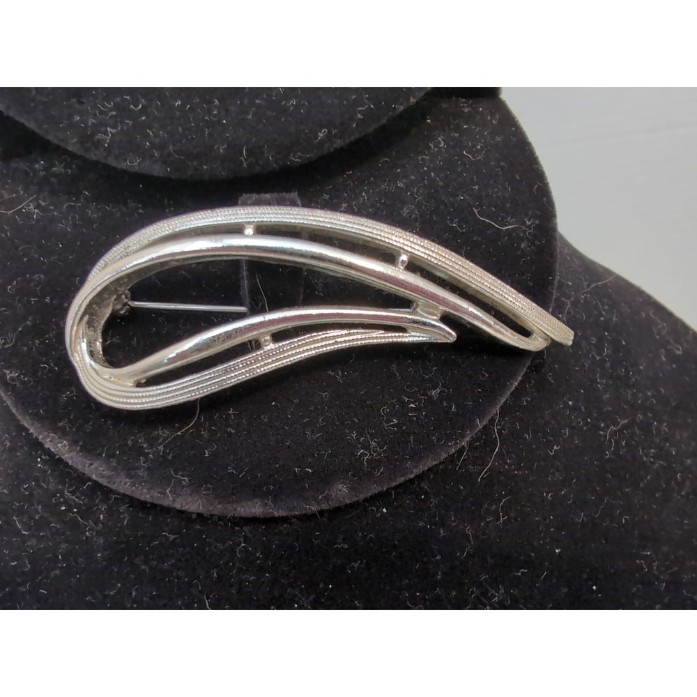 Vintage Estate Sarah Coventry Brooch Modern Wave Silver Tone  Pin Signed